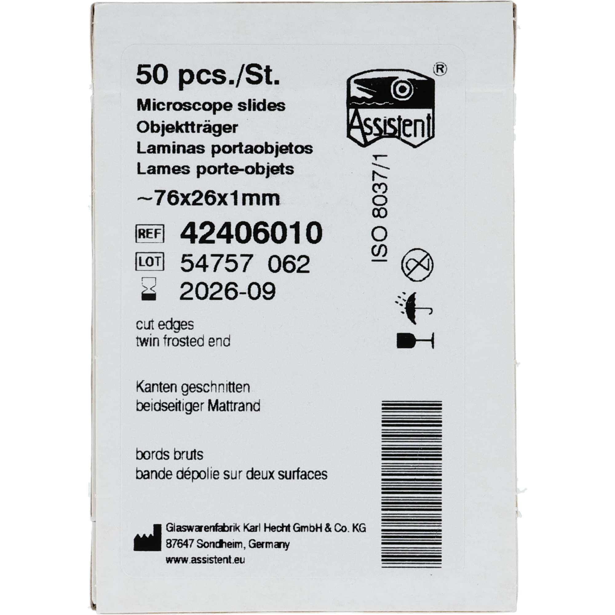 Objektträger mit Mattrand, farblos beidseitig Objektträger mit Mattrand, farblos beidseitig