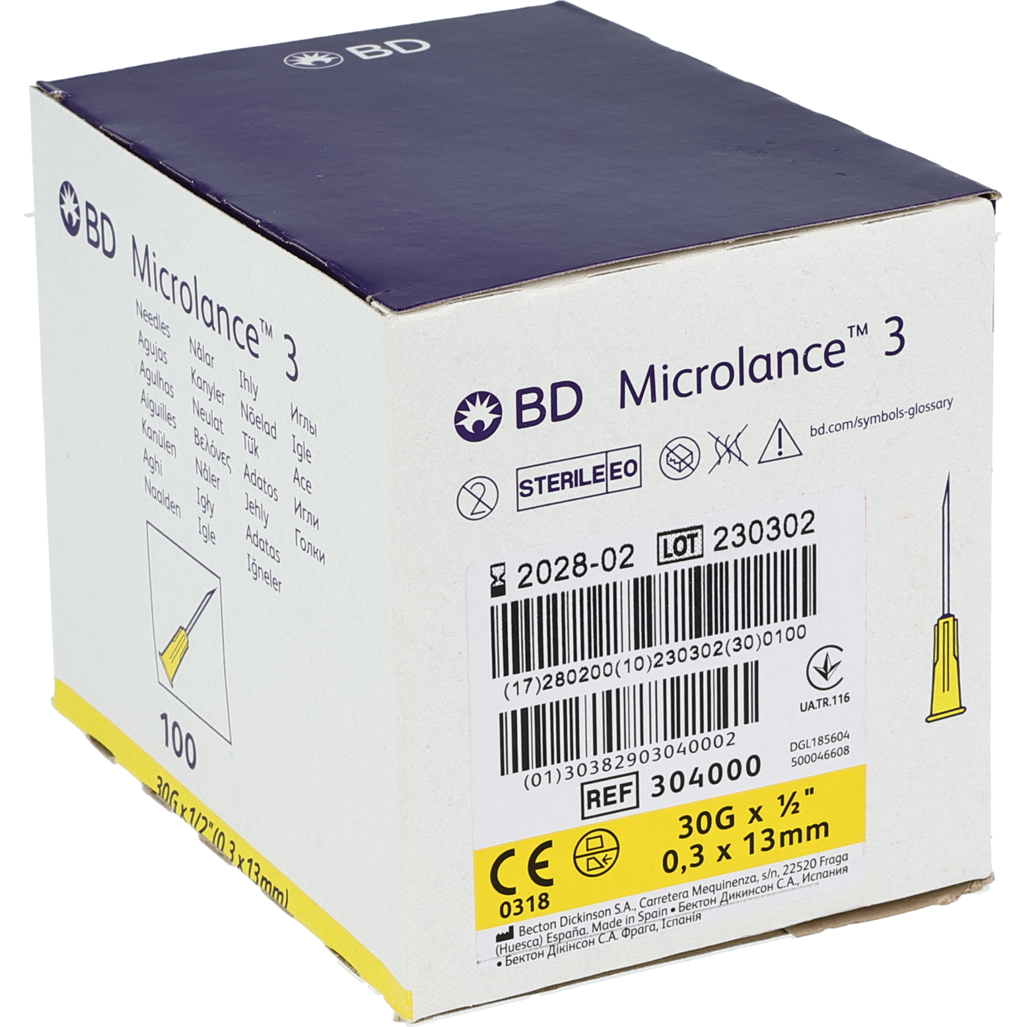 BD Microlance 3 Aiguilles jetables taille spéciale jaune