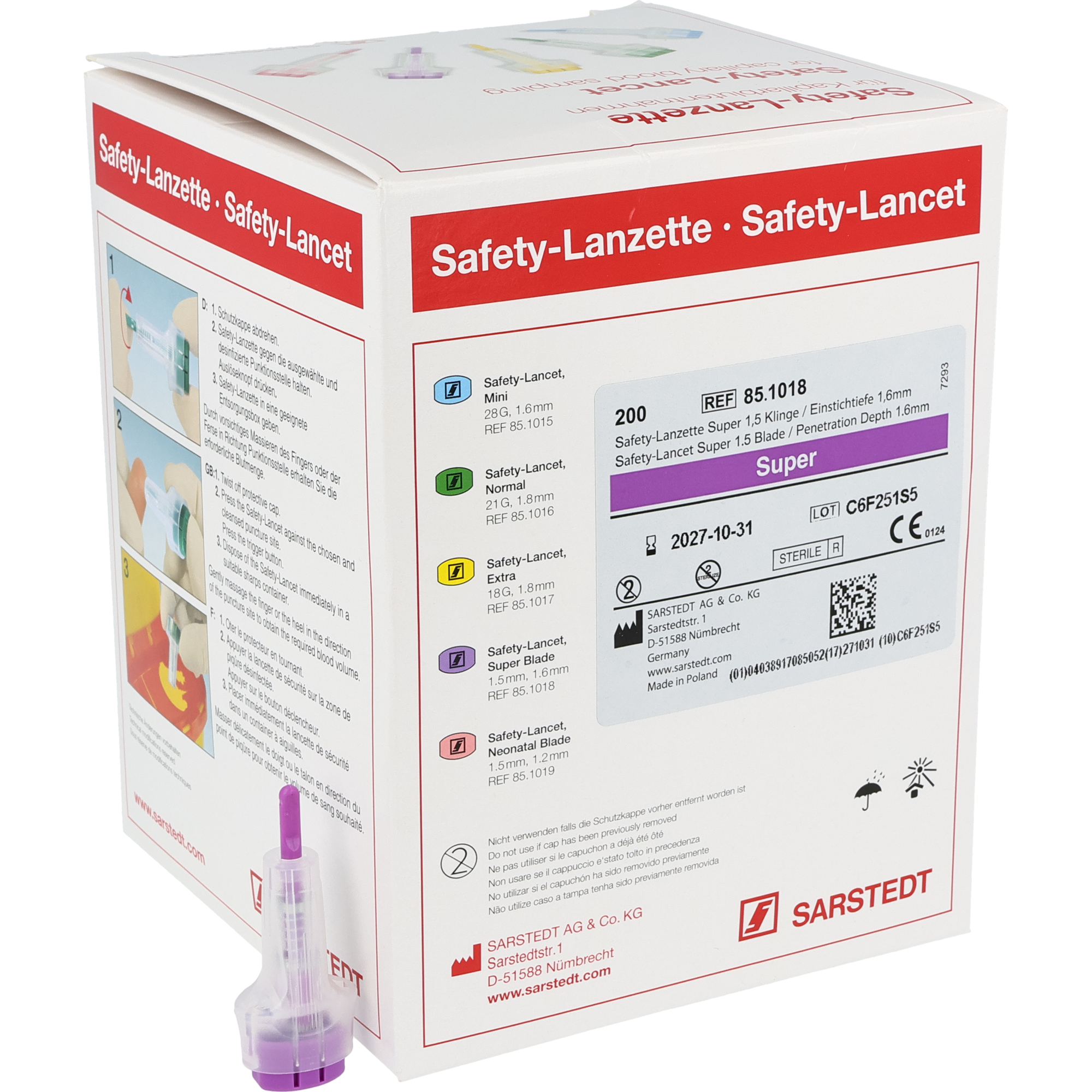 Sarstedt Safety-Lanzette violett Sarstedt Safety-Lanzette violett