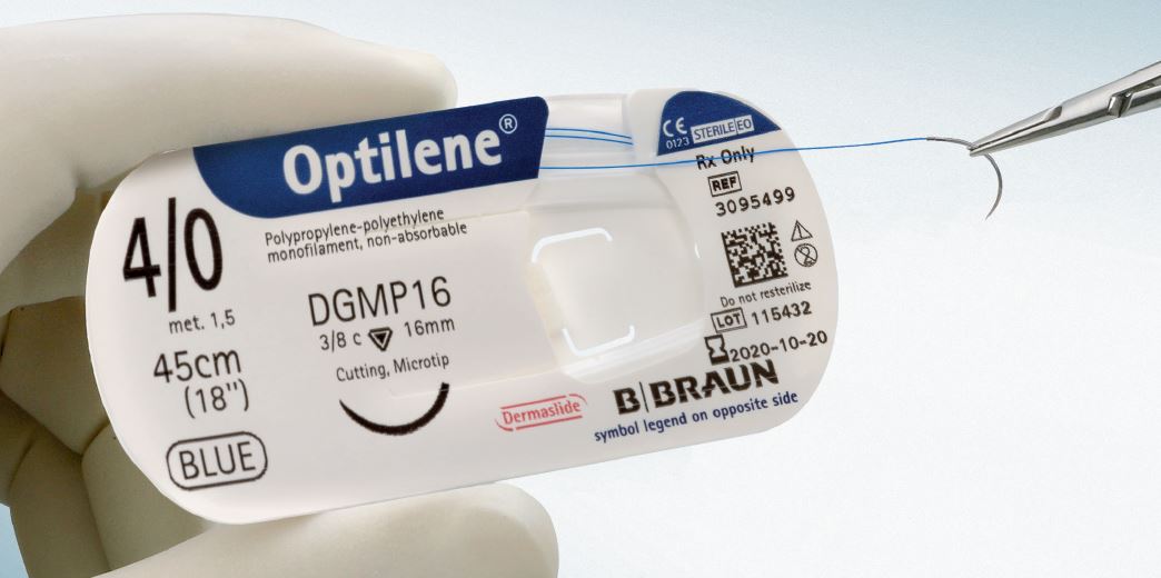 BBraun Optilene blau, USP 5/0, metric 1.0, Fadenlänge 45cm, DS16 RCP