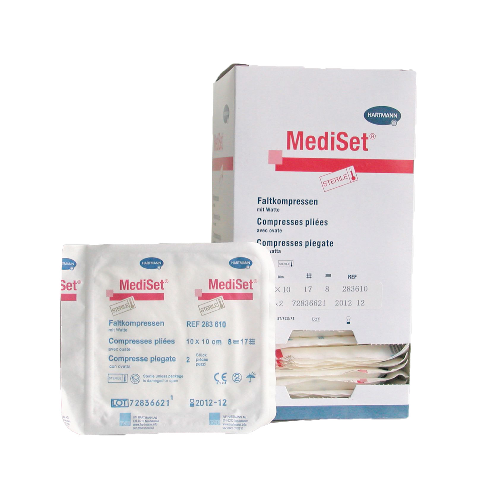 MediSet Compresses pliées avec ouate, stériles