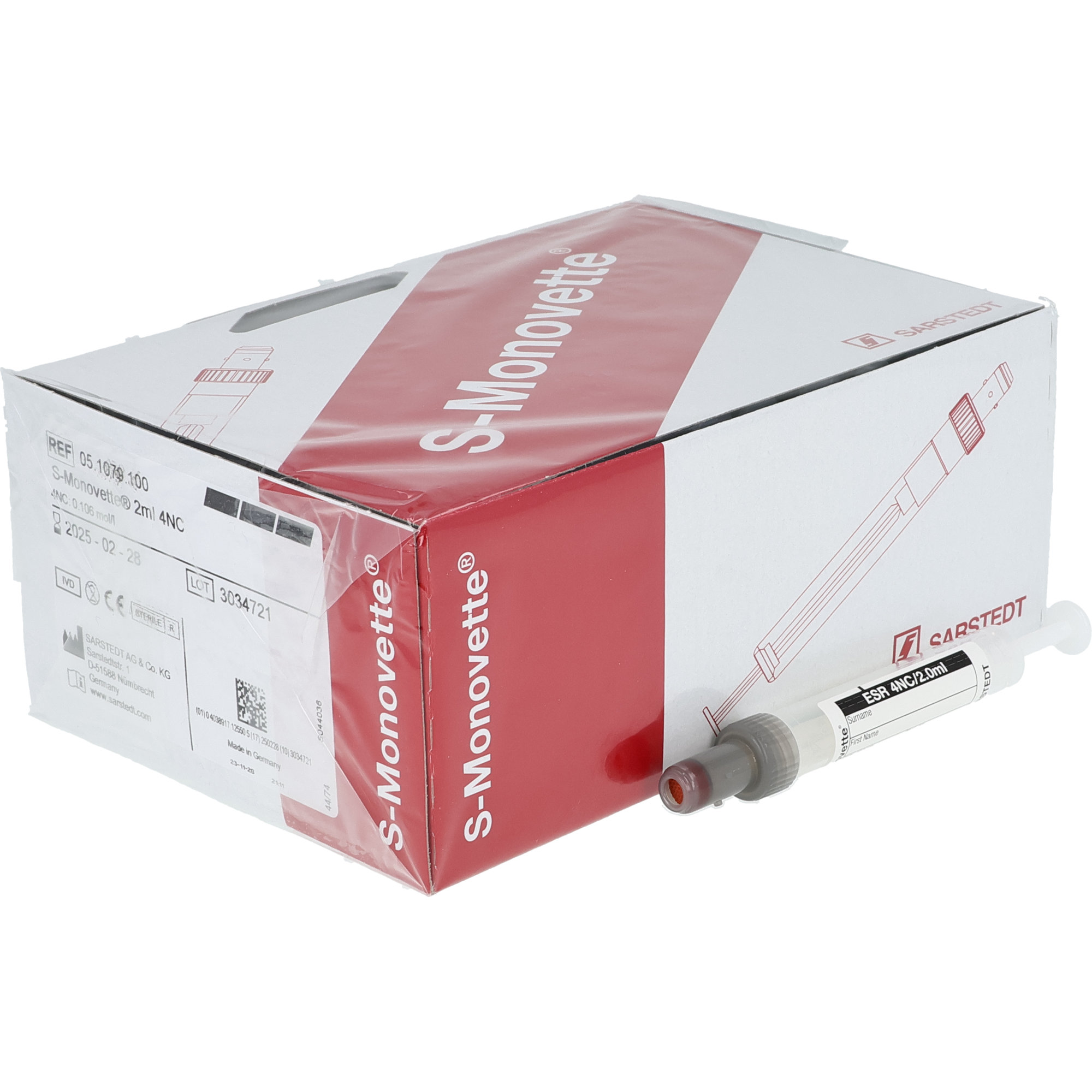 S- Monovette 2 ml BSG steril mit Papieretikett