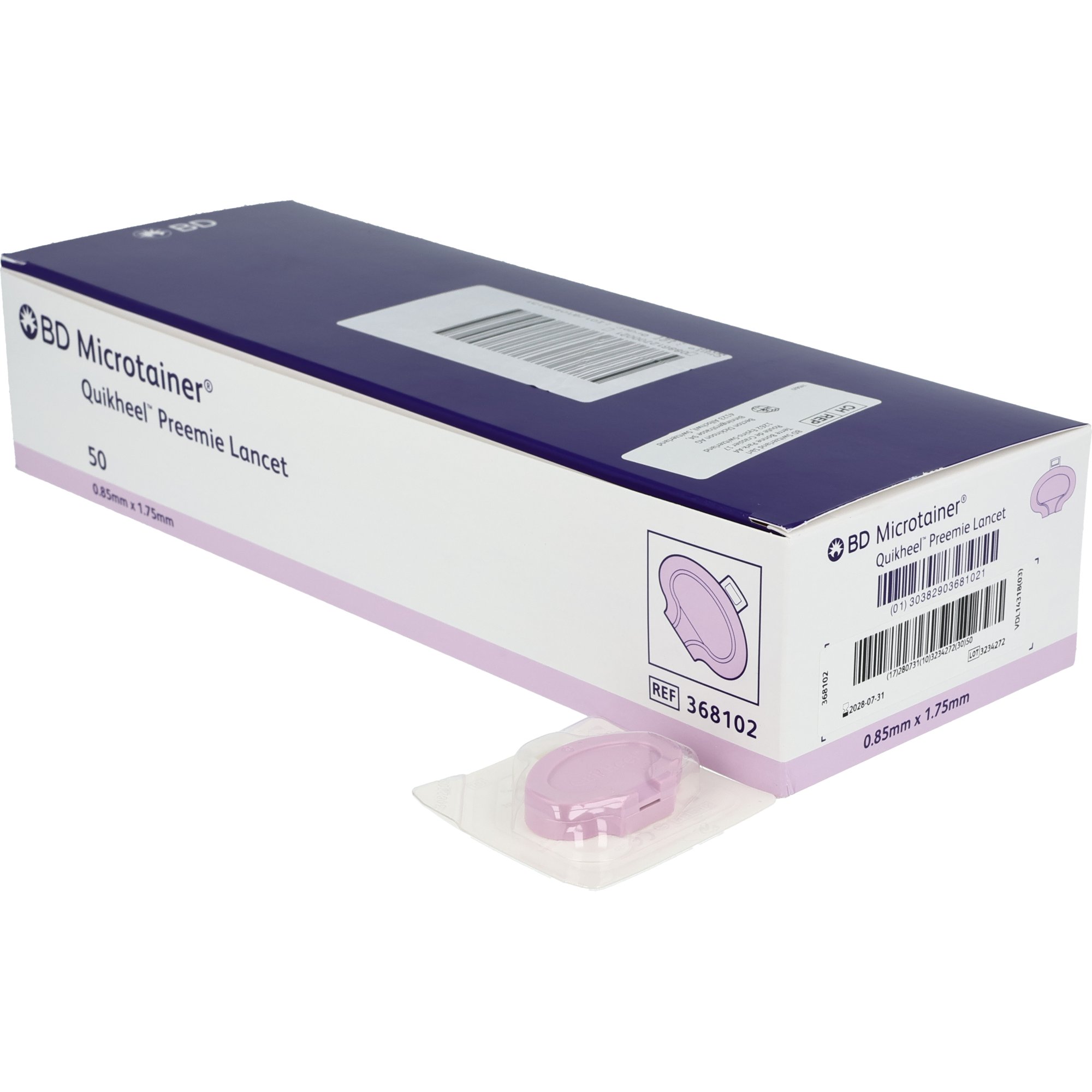 BD QuikHeel Lancettes de sécurité violettes