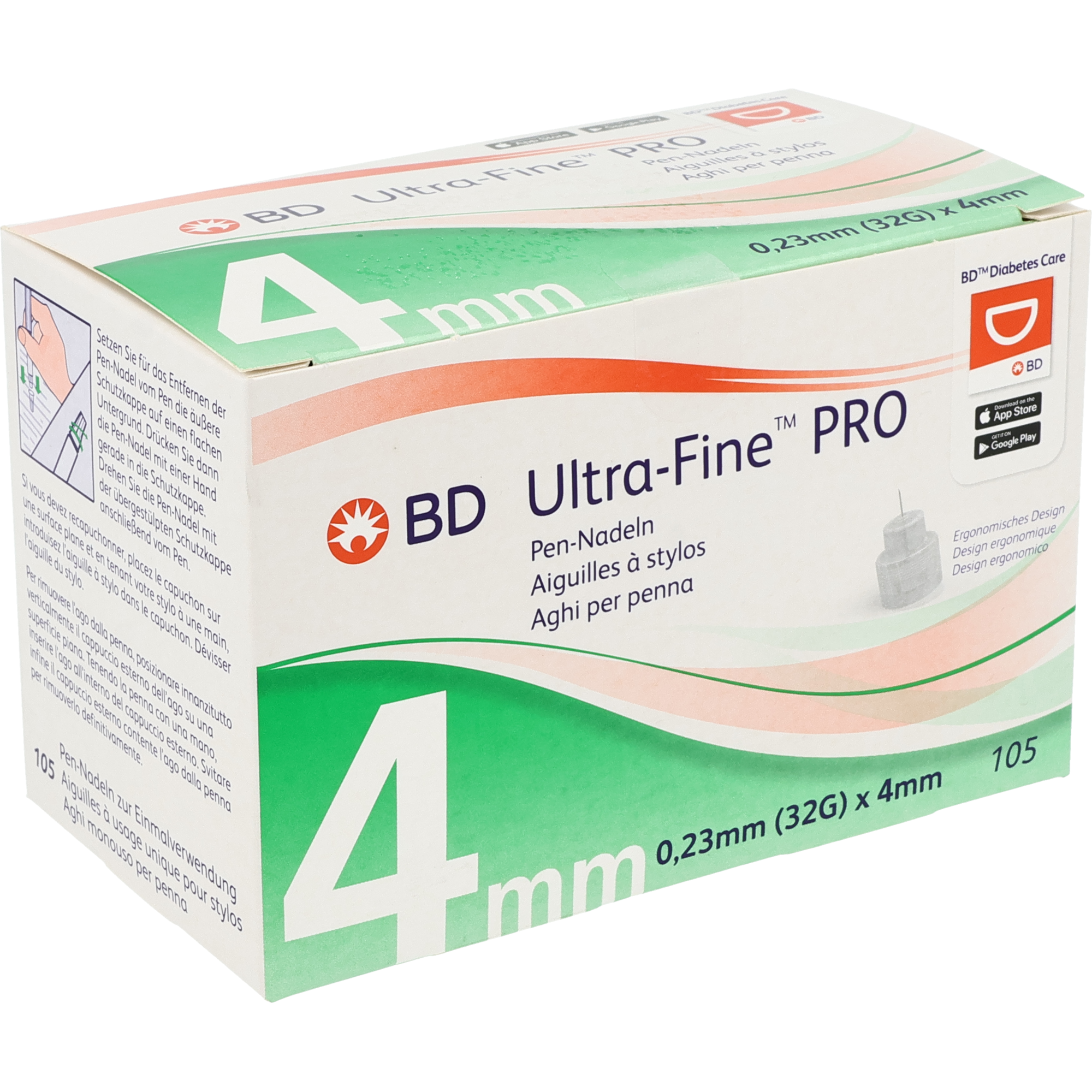 BD Micro Fine Ultra Pen-Nadeln grün mit Pentapoint-Technologie BD Micro Fine Ultra Pen-Nadeln grün mit Pentapoint-Technologie