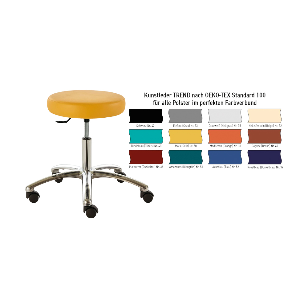 Drehrollhocker SELLA-MED Manus Midi Azurblau