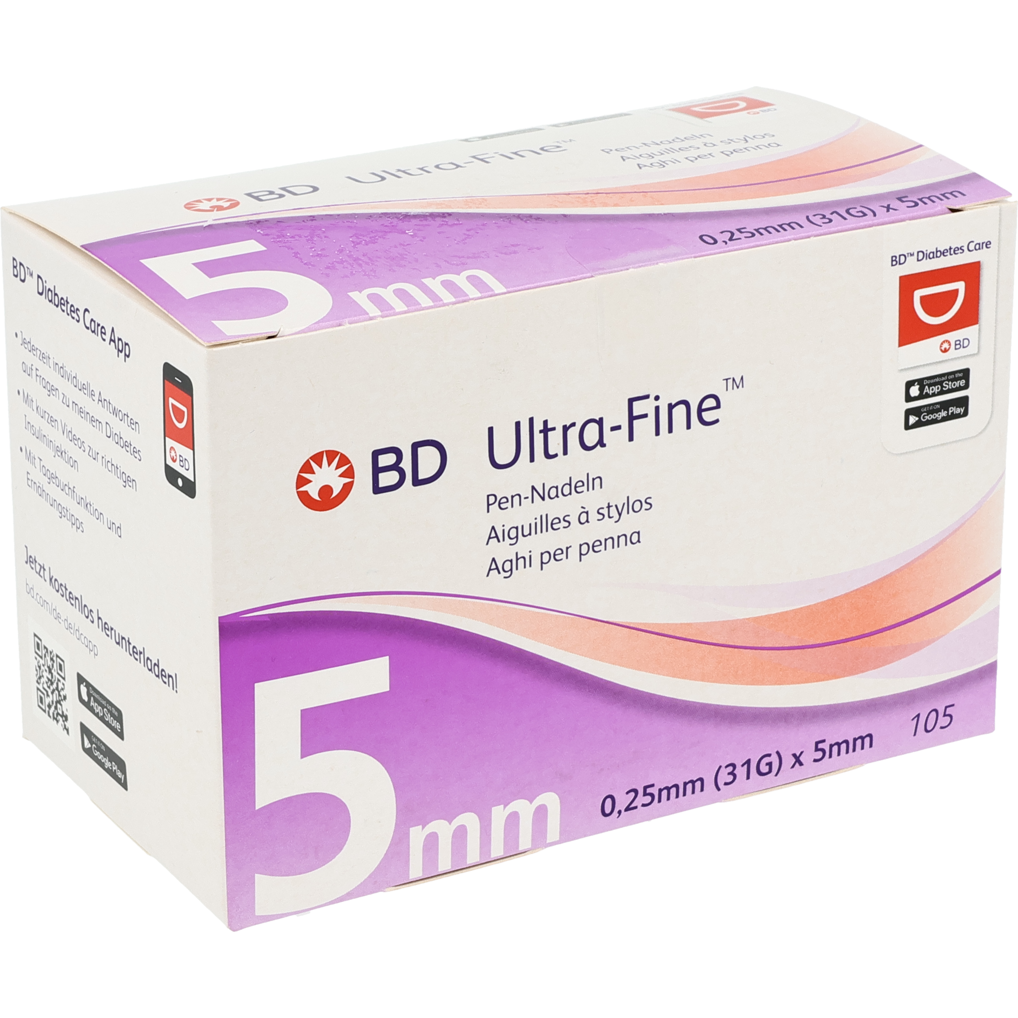 BD Micro Fine Ultra Pen-Nadeln pink mit Pentapoint-Technologie BD Micro Fine Ultra Pen-Nadeln pink mit Pentapoint-Technologie