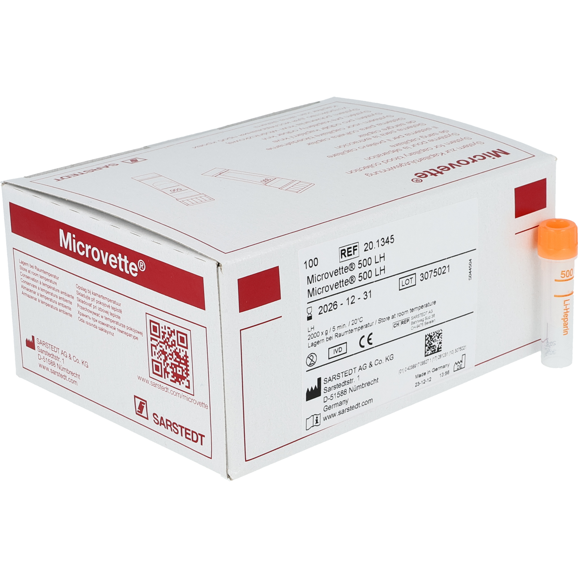 Microvette 500 Lithium Heparin LH, 500 µl