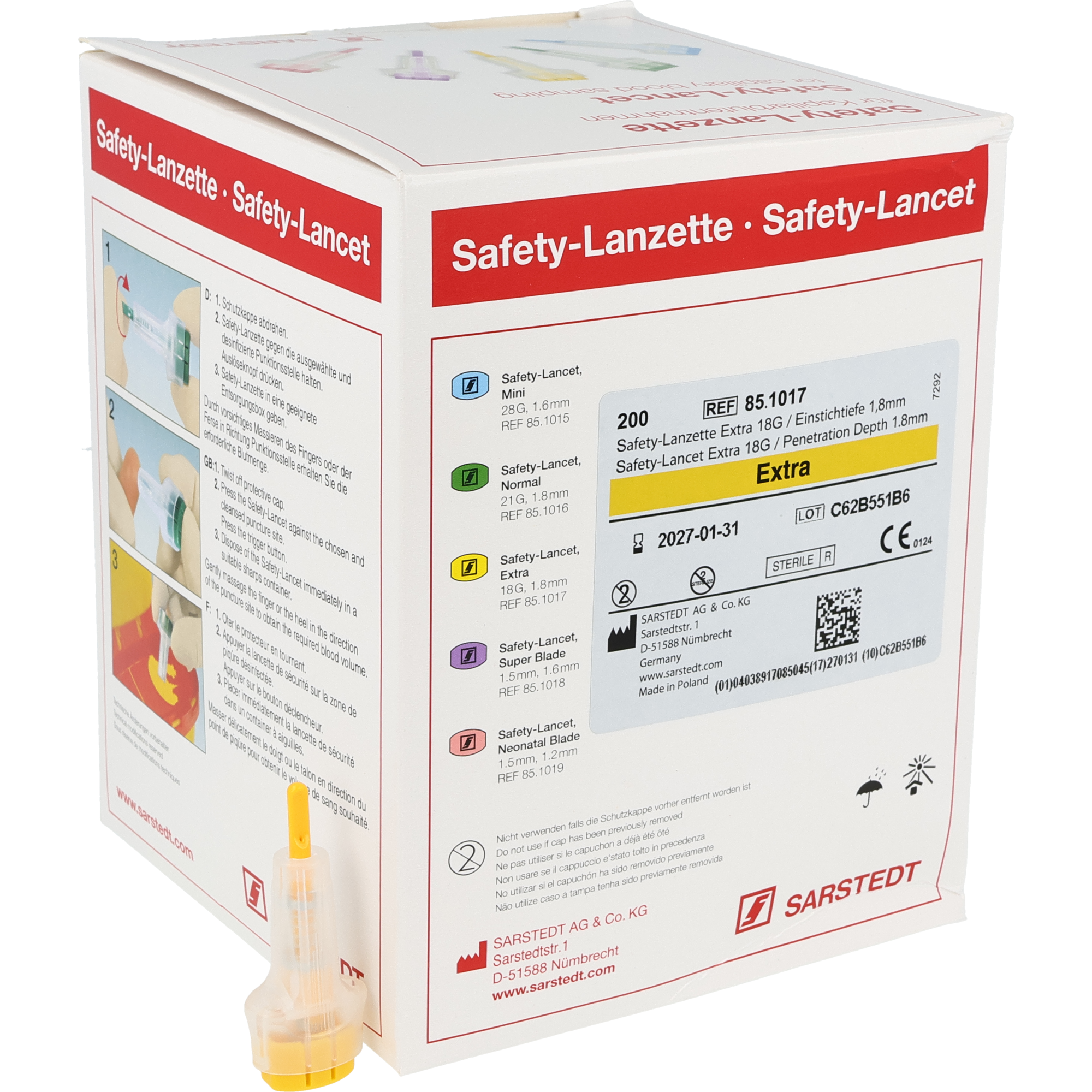Sarstedt Safety-Lanzette gelb Sarstedt Safety-Lanzette gelb