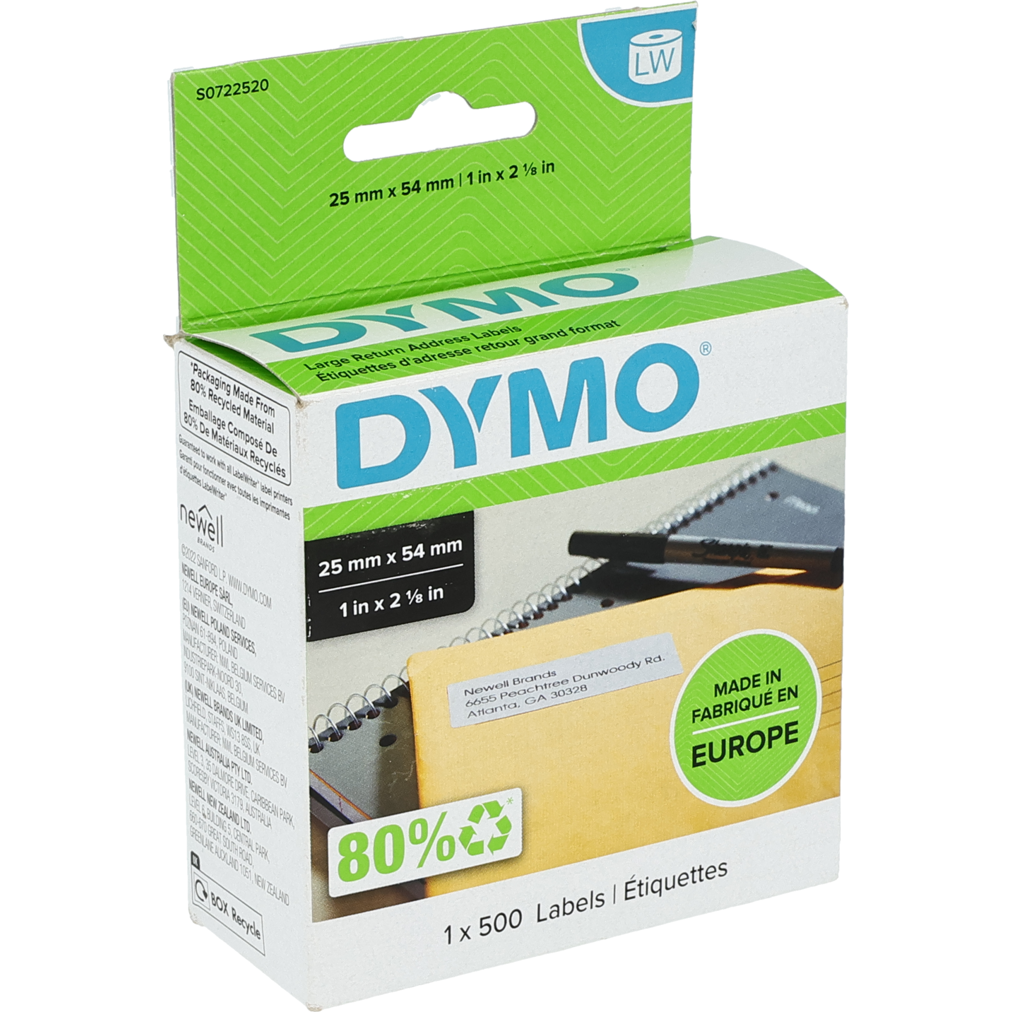 Dymo Adressetiketten schwarz auf weiss