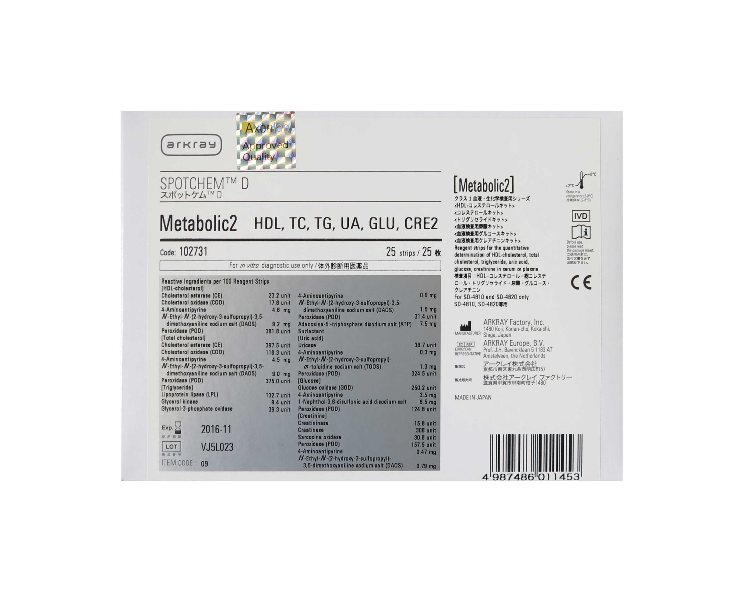 Spotchem D-Concept Metabolic 2 CRE,GLU,HDL,TC,TG,UA Spotchem D-Concept Metabolic 2 CRE,GLU,HDL,TC,TG,UA